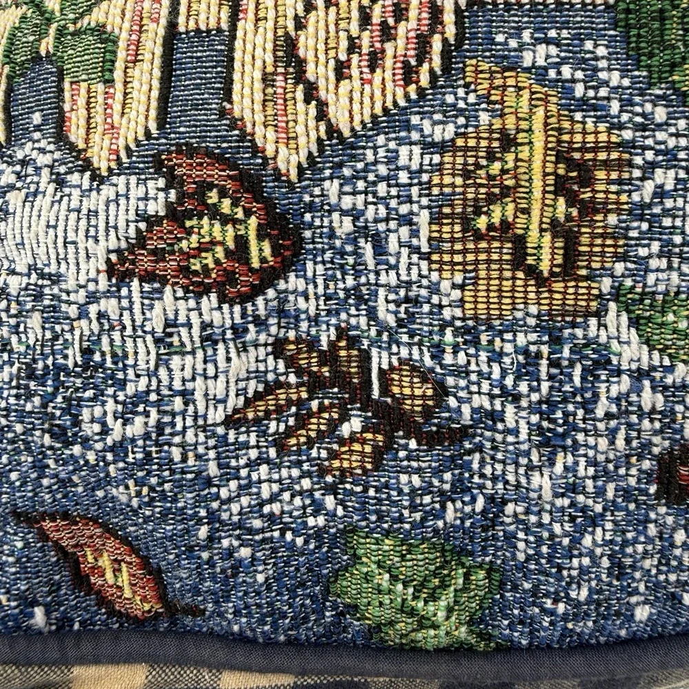 Happy‎ harvest Tapestry Throw Pillow Scarecrow Sunflowers Checkered Back Country